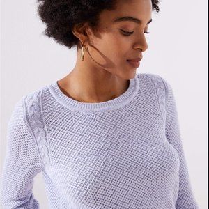 Lavender Stitchy Sweater w Cable-knit Trim by Loft